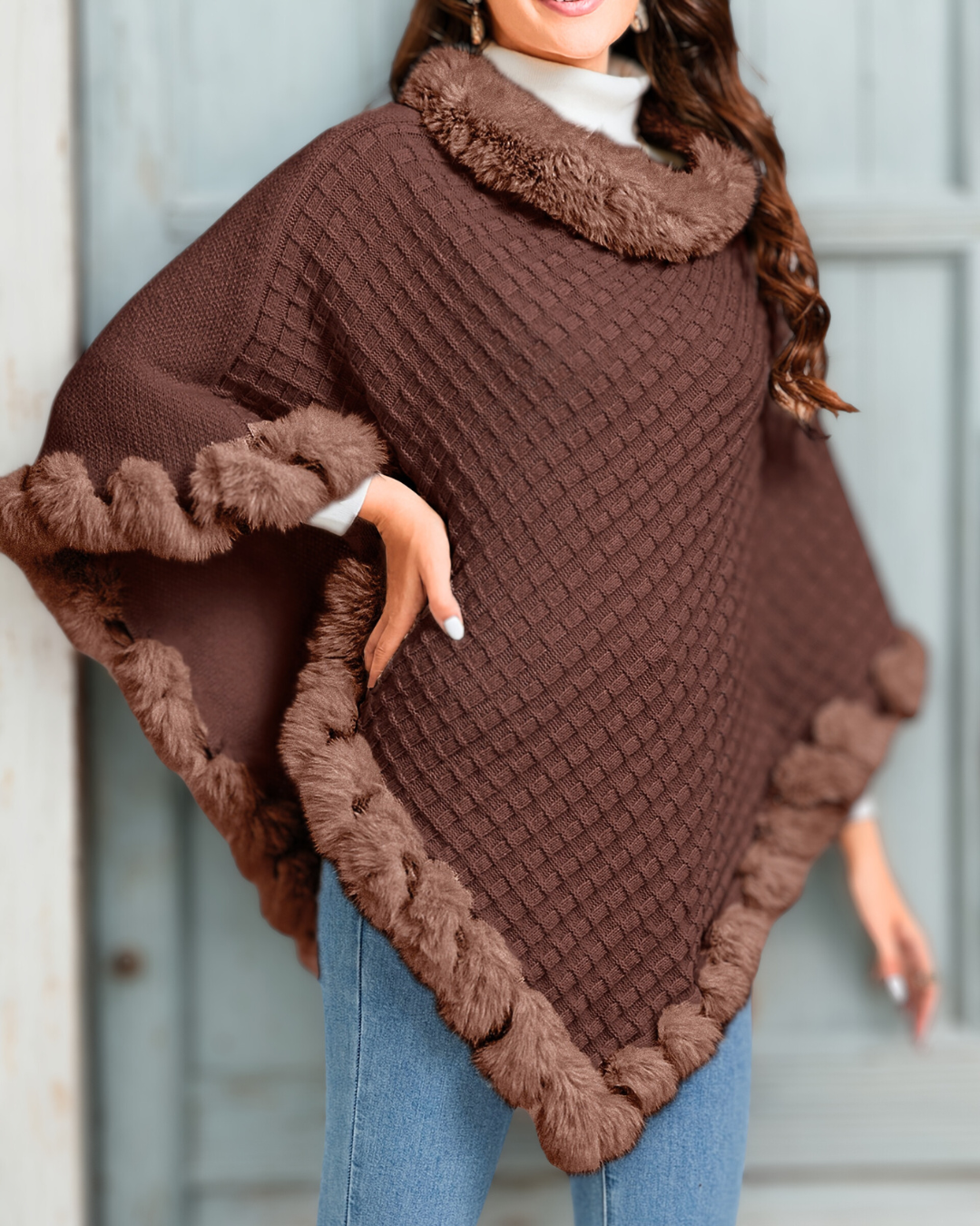Aspen Faux Fur Poncho